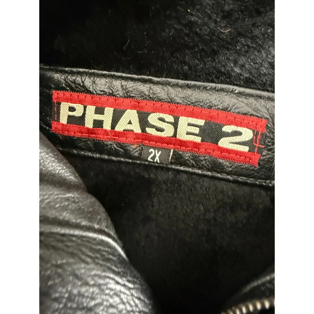 Phase Two Size XXLT Leather Hooded Removable Liner Parka Jacket Black Long Mens